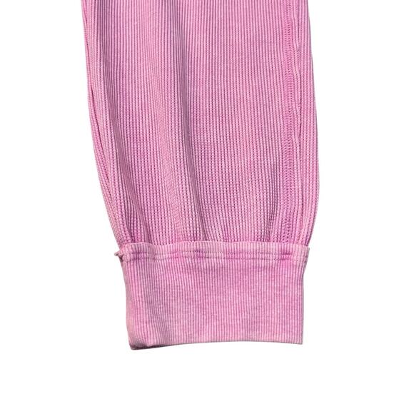 Sunnyside By Sundry Waffle Knit Joggers Small Pink Casual Loungewear Cozy Cotton - Picture 3 of 8